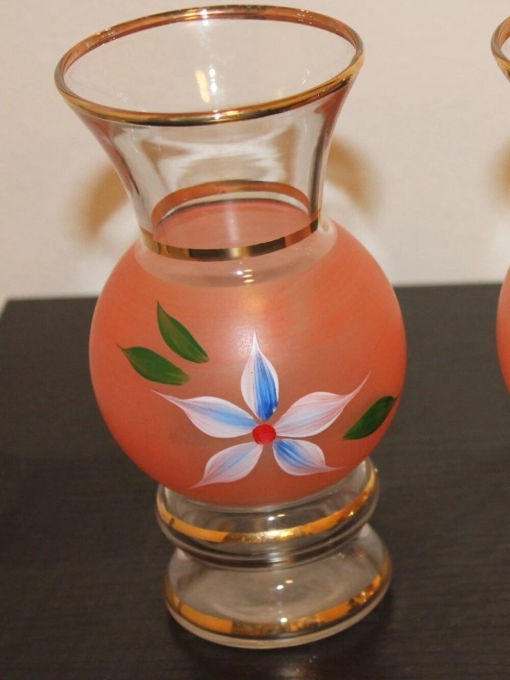 Vintage Bartlett Collins Hand Painted Bud Vases Set of 2 Gold Trimmed